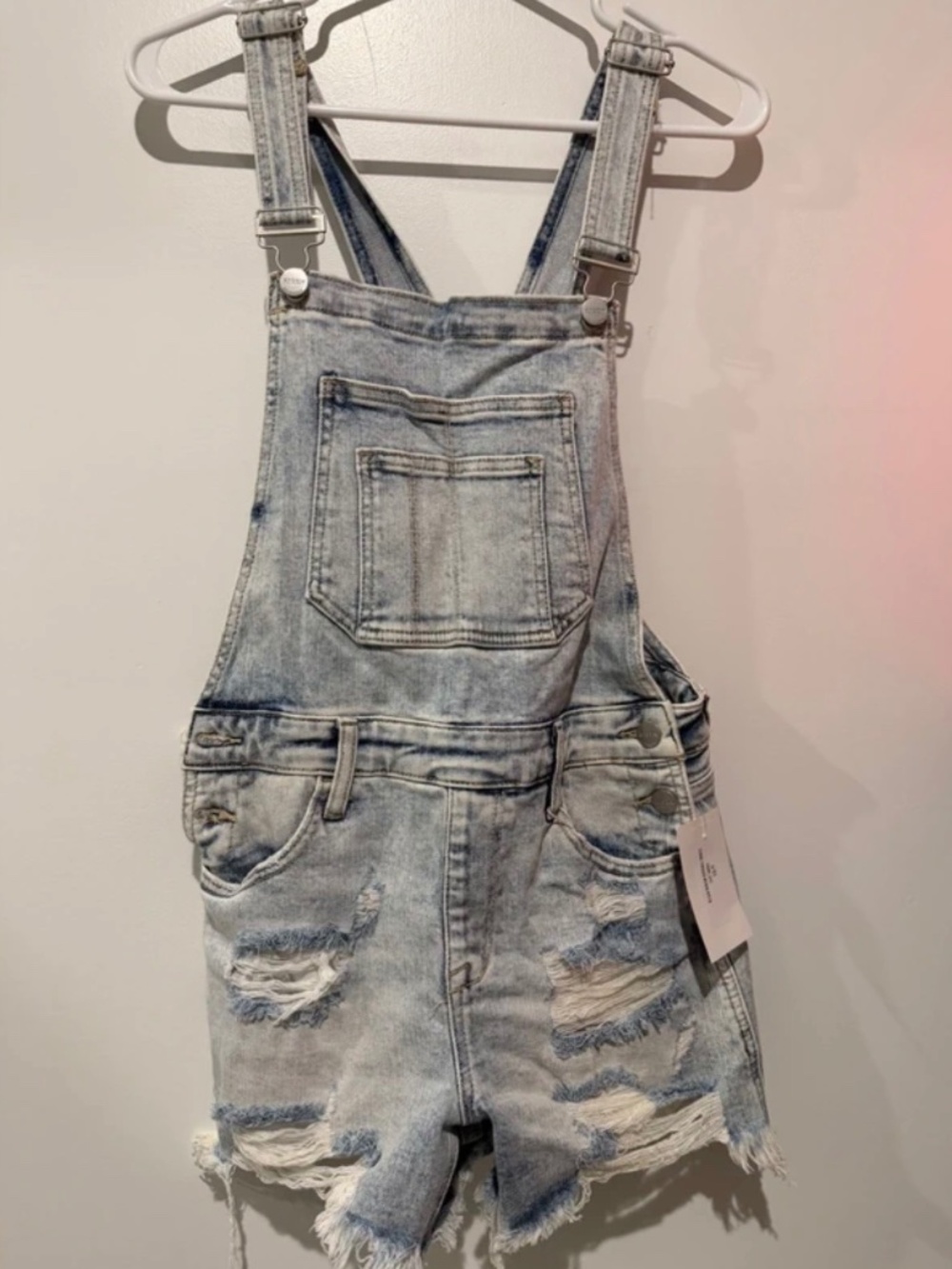 Risen denim overall shorts